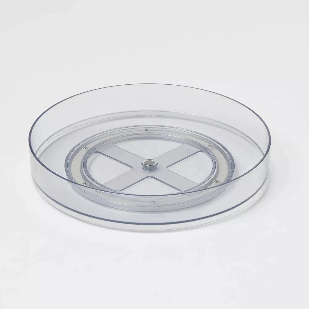 

11" Plastic Lazy Susan Organizer for Cabinet,Round Rotating Tray,Clear Turntable Organizer for Kitchen,Pantry,Table Top,Fridge