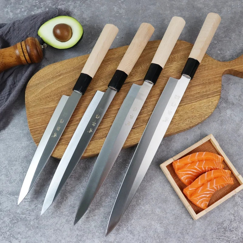 Japanese Knife Set Chef\'s Fish Filleting Knife Sashimi Sushi Slicing Knife Maple Handle Utility Paring Cooking Tools