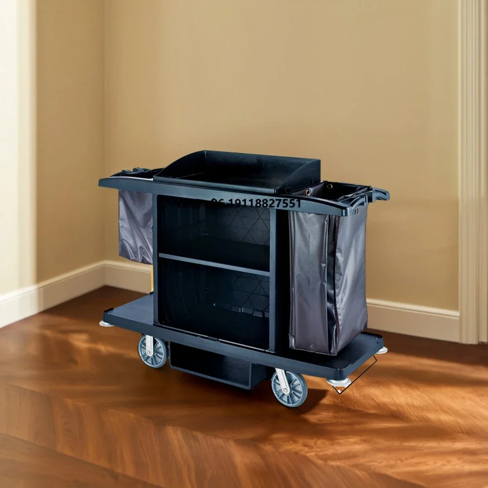 

SFC-01 High Capacity Hotel Supplies Maid Cart Plastic Utility Cleaning Housekeeping Trolley Equipment Room Service Without Door