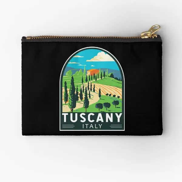 Tuscany Italy Vineyard Travel Retro Embl  Zipper Pouches Socks Money Packaging Key Storage Underwear Women Pocket Pure Bag