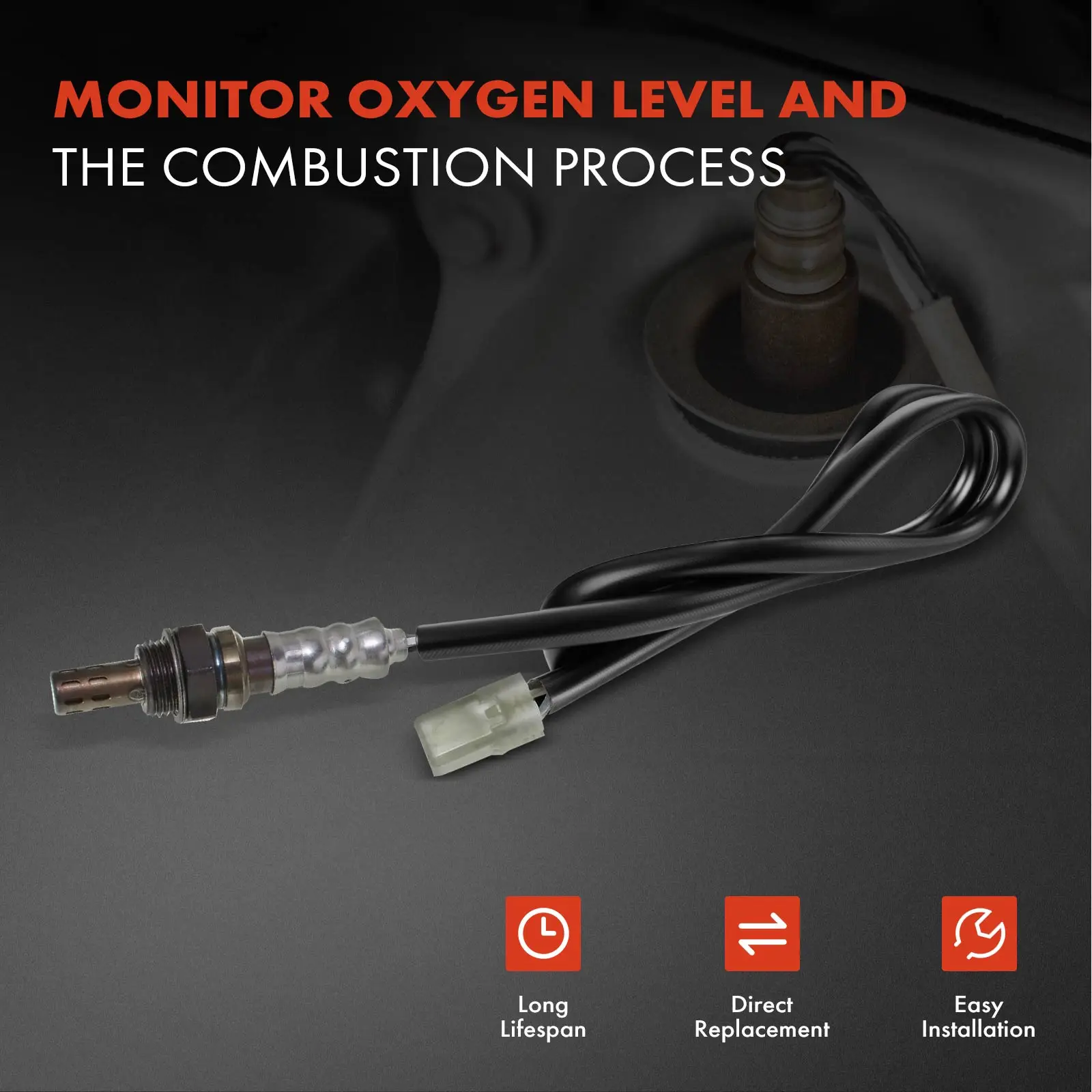 A-Premium O2 Oxygen Sensor with 4-Blades for Honda GL1800 Gold Wing 2007-2008 Square 719 MM