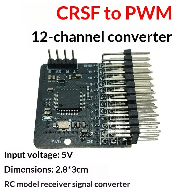 1Pcs CRSF ELRS 12 Channel PWM Adapter Board 12 PWM Outputs 5V BEC Compatible with ELRS CRSF Receivers for FPV Drones