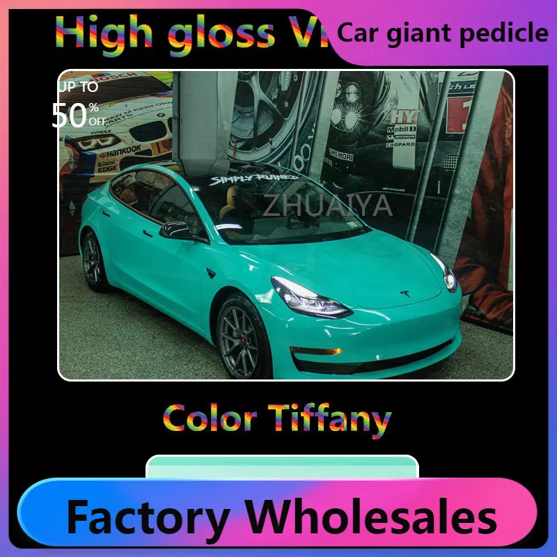 

Highest quality super gloss Tiffany wrap true Gloss vinyl wrap for Vehicle wrap quality Warranty ZHUAIYA