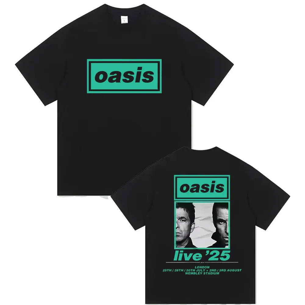 

Rock Band O-Oasis Live 2025 Summer Merch Pure Cotton Printed T-shirt Men's Hip Hop British Short Sleeve Retro