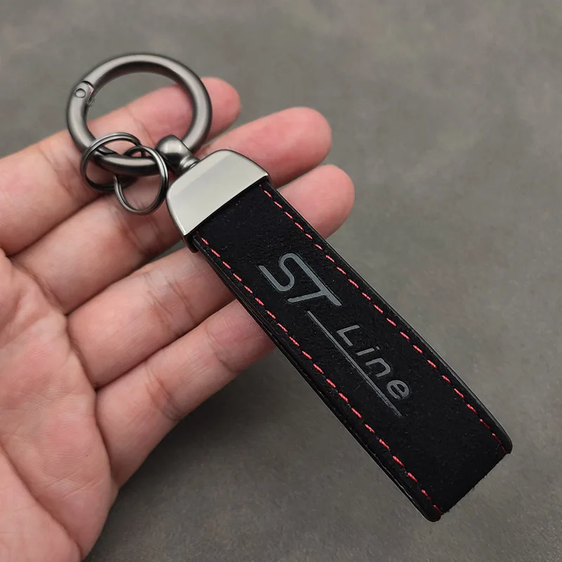 2023 Suede Leather Men Luxury Women Car Keychain For Puma Mondeo MK5 Kuga MK2 Focus MK4 Fiesta ST Line Keychain Accessories