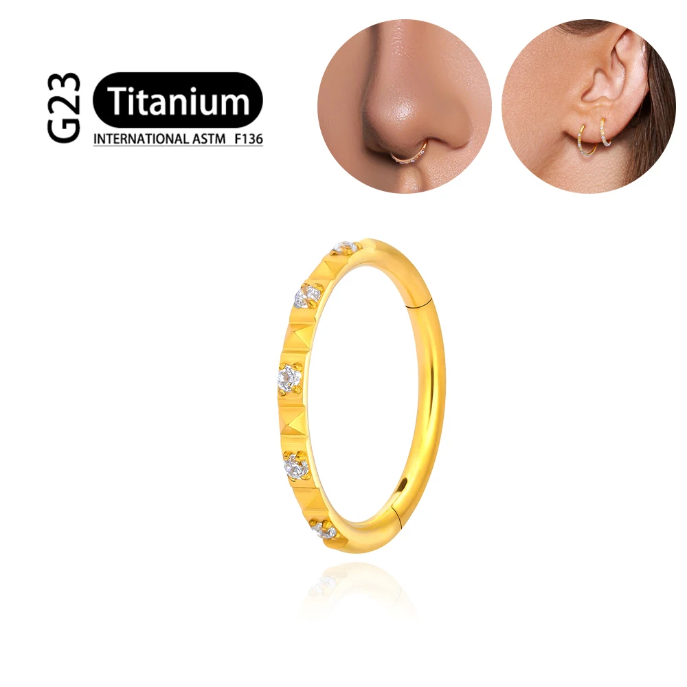 ASTM F 136 Titanium G23 Piercing naso anello orecchini cerchio rotondo trago cartilagine Helix Daith Lip Body Piercing gioielli per le donne