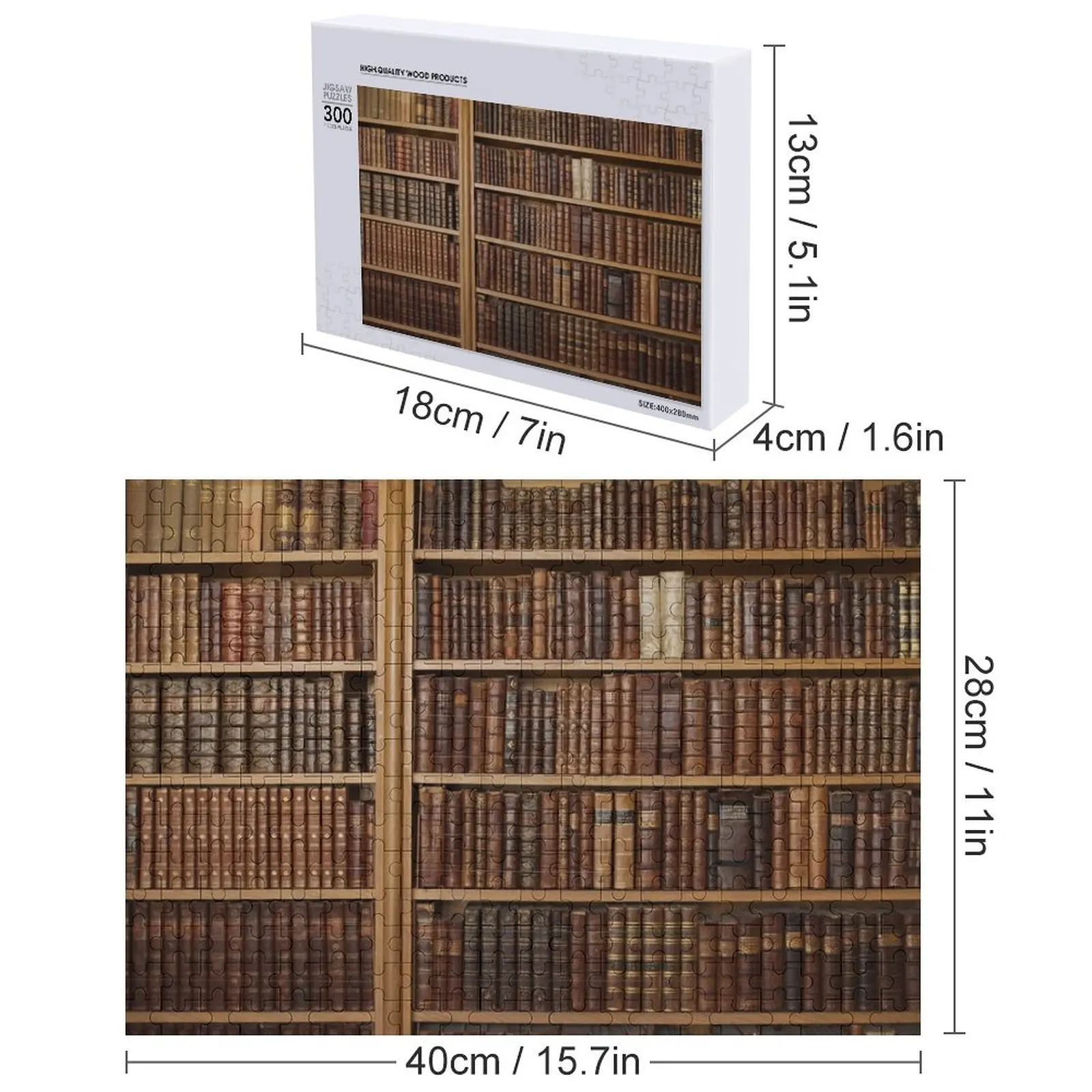 Bookcase with old books Jigsaw Puzzle Children Baby Wooden Jigsaw Custom Personalized Baby Object Puzzle