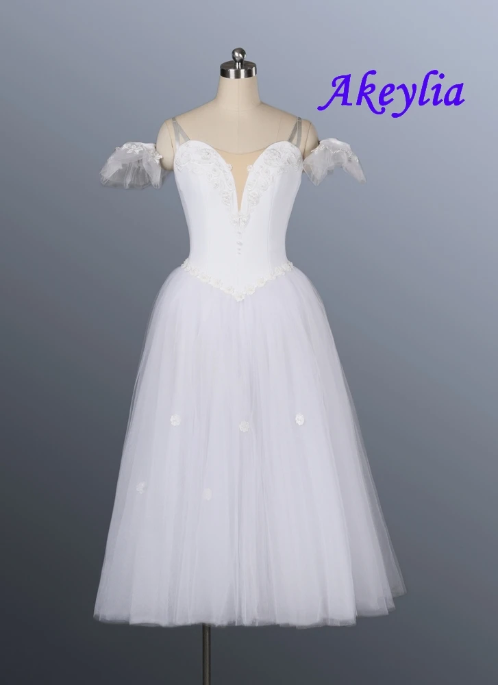 La Sylphide-Robe Tutu de Ballet Romantique pour Femme, Ailes de Ballerine, Blanc Dégradé, Tutu Long Professionnel avec Ailes