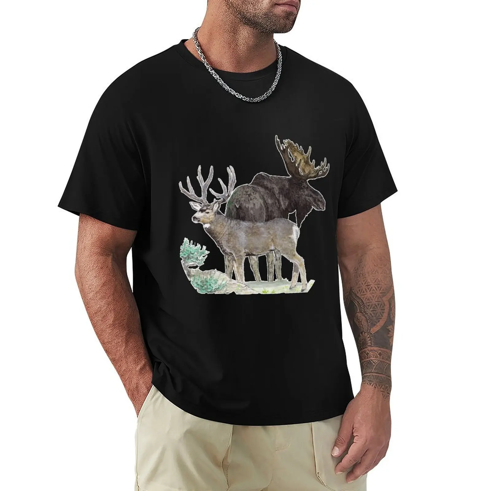 

Bull moose and mule deer buck T-Shirt cheap stuff croswit shirt man mens t shirts pack