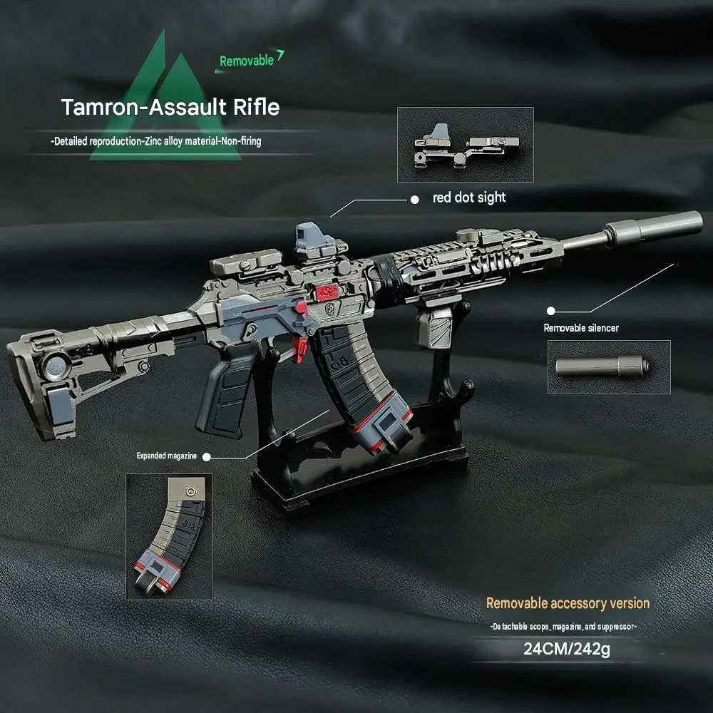 24CM Tactical Rifle Model Zinc Alloy Metal Collectible Miniature Gun Display with Detachable Parts Assembly Design Delta Force view 3