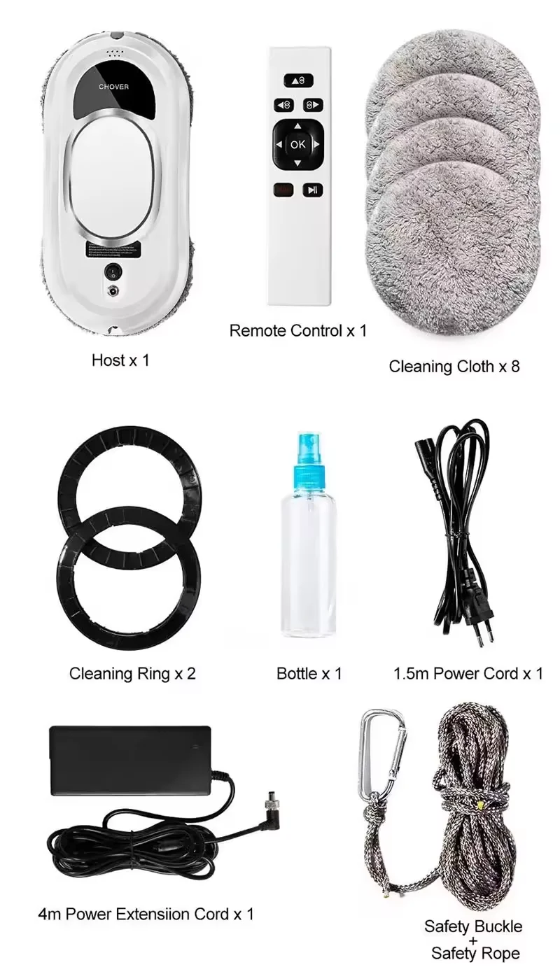 2024 New Electric Window Cleaning Robot Vacuum Cleaner Household Remote Control Window Cleaning Device for Home