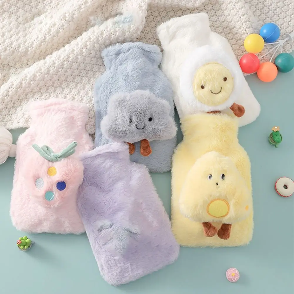 500ML Winter Cartoon Plush Warm Handbag Water Injection Warm Water Bottle Hot Water Bag Hand Warmer