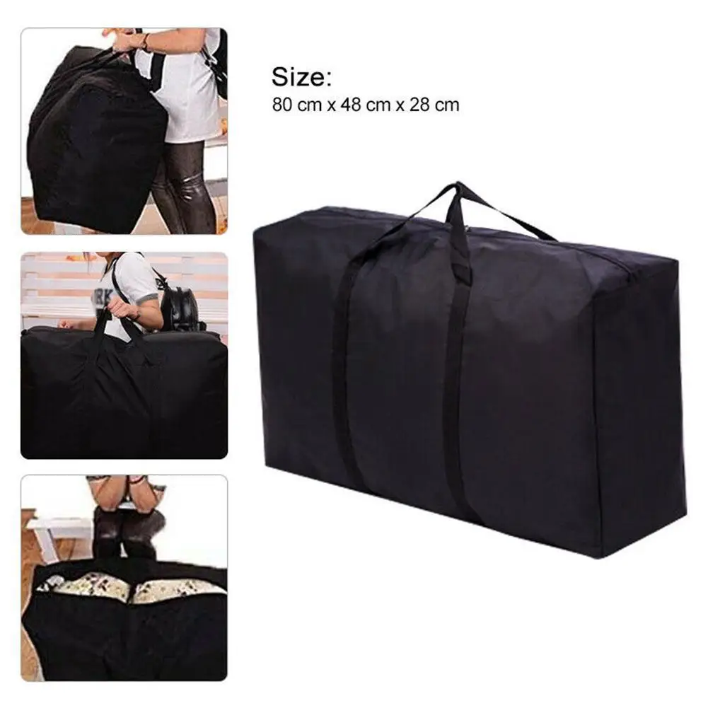 Large Capacity Folding Duffle Bag Travel Clothes Storage Bags Zipper Oxford Weekend Bag Thin Portable Moving Luggage Hand Bag