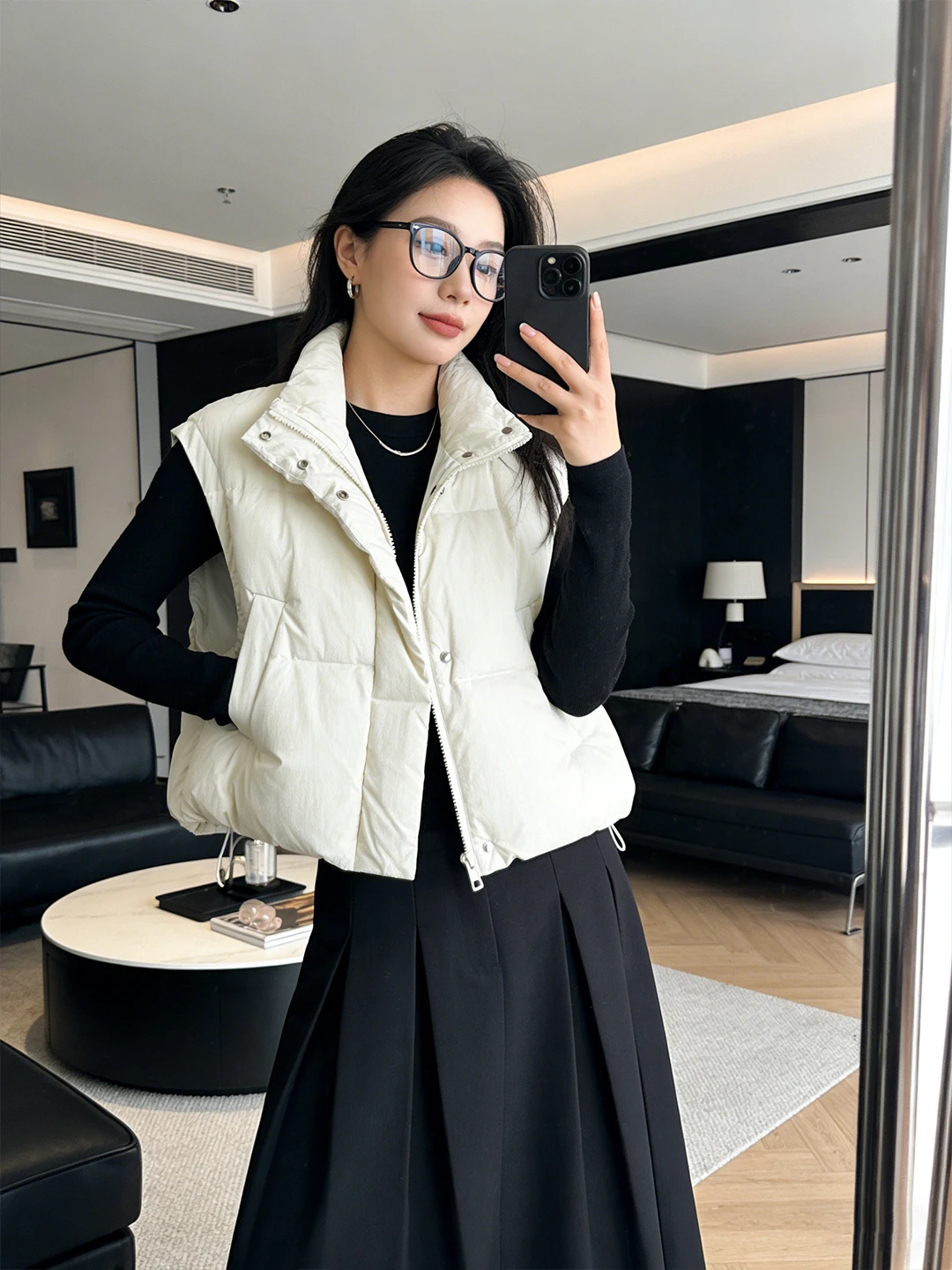 

Теплый белый пуховый жилет в корейском стиле, свободного кроя, с воротником-стойкой, для похудения, зимняя верхняя одежда