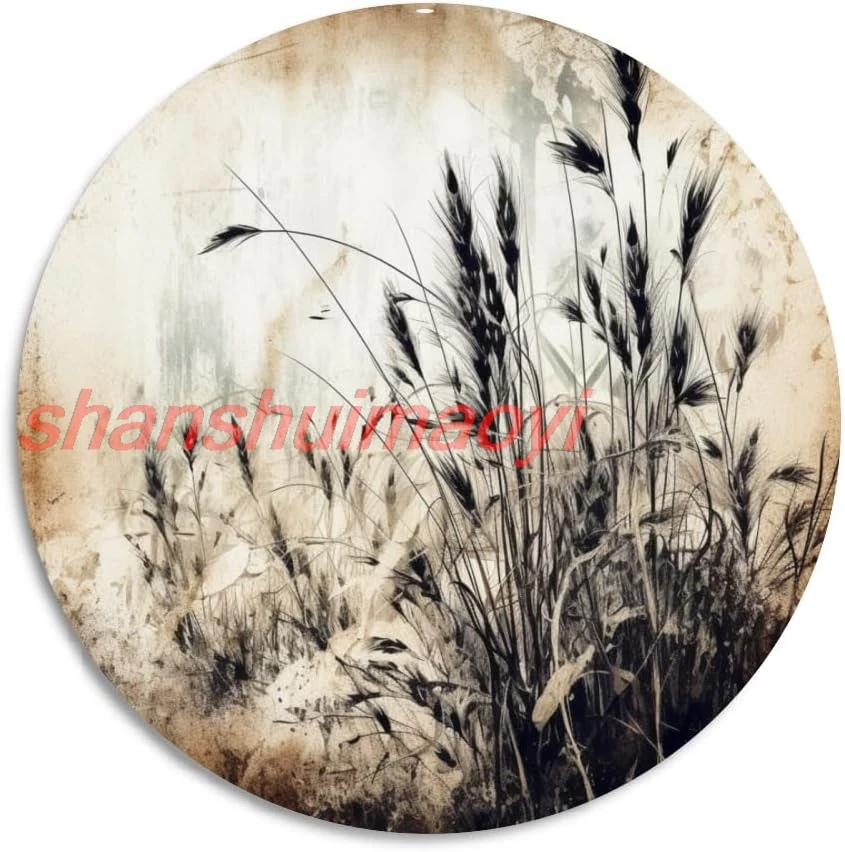Shan und Metall-Aluminium-Blechschild, Gartenblume, Metall-Blechschild, wunderschönes Pampasgras, Bauernhaus-Schild, Landhaus-Küche, 1 Stück