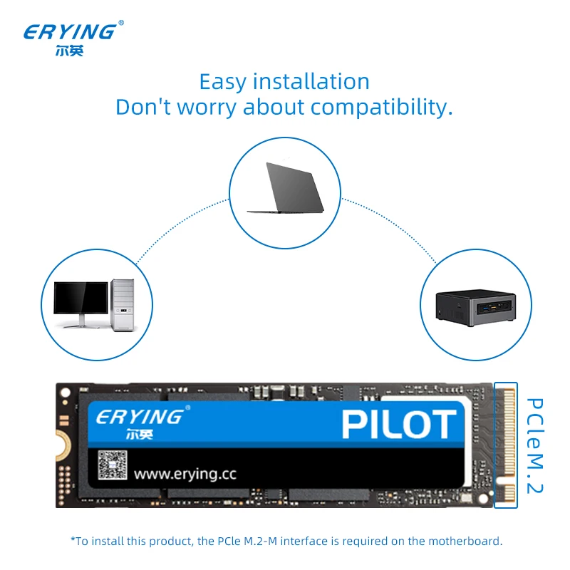 ERYING PCIe 4.0 SSD 512GB 1TB NVMe M.2 5000MB/s Read SSD M.2 NVME Solid State Drives Hard Disk