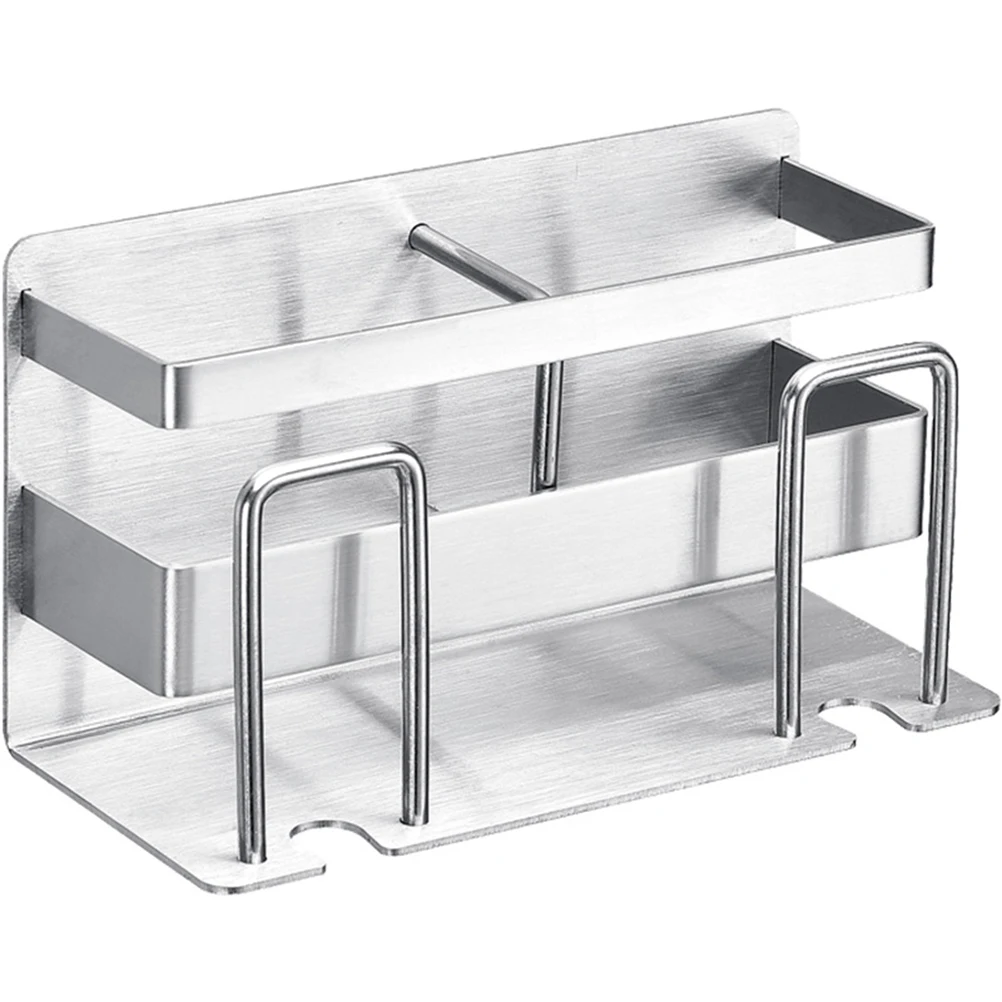 

Stainless Steel Toothbrush Holder Adhesive Rack Bathroom ganizer Travel Large Capacity Dry Clean Design Wall Mount Stickiness