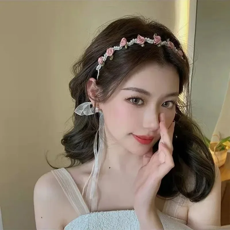 

Bridal Headband Imitated Pearl Hair Headdress Flower Wreath Bride Garland Head Hoop Wedding Headbands Wedding Hair Jewelry