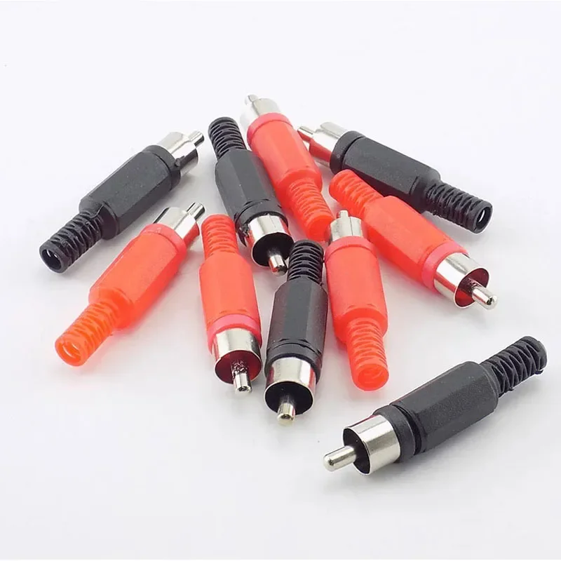 Red Black Welding RCA Plug Socket Male Female DC Soldering Terminal Connector Adapter for Speaker Video Audio Wire CCTV system