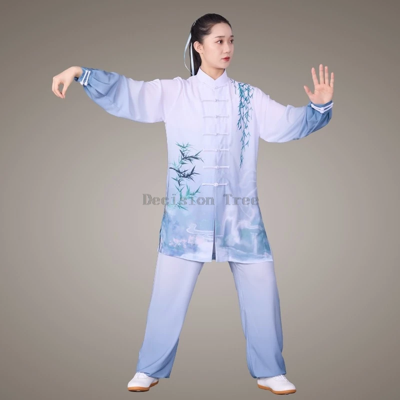 women's spring/autumn Tai Chi performance costume breathable martial arts practice clothing men's chinese printed wushu clothing