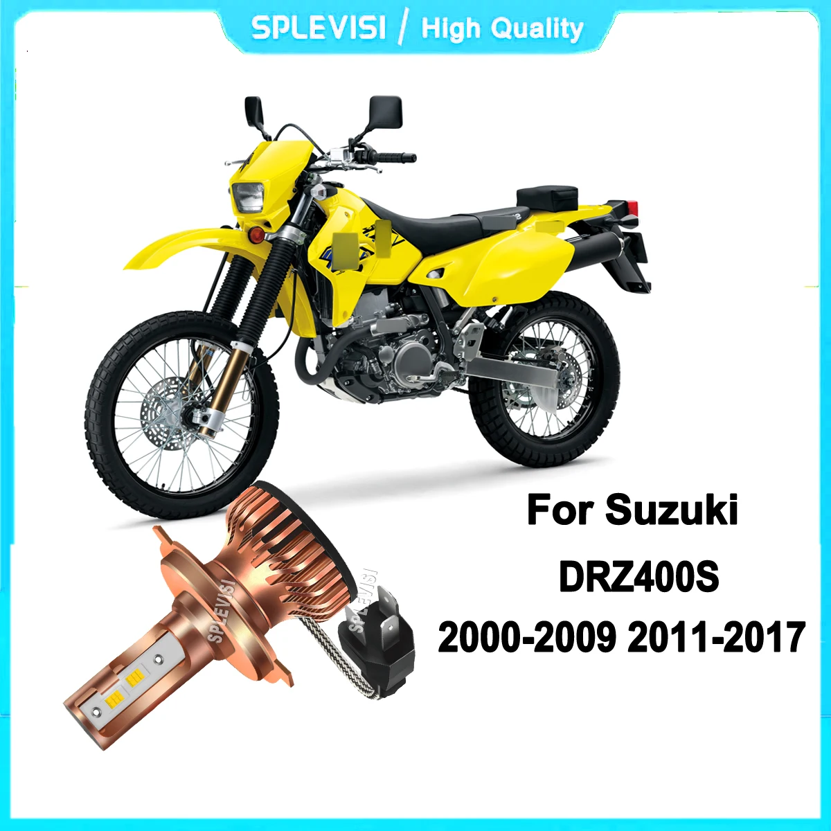 

12v H4 9003 HB2 LED Motorcycle Headlight -Constructed with dual copper heat pipes Fits For Suzuki DRZ400S 2000-2009 2011-2017