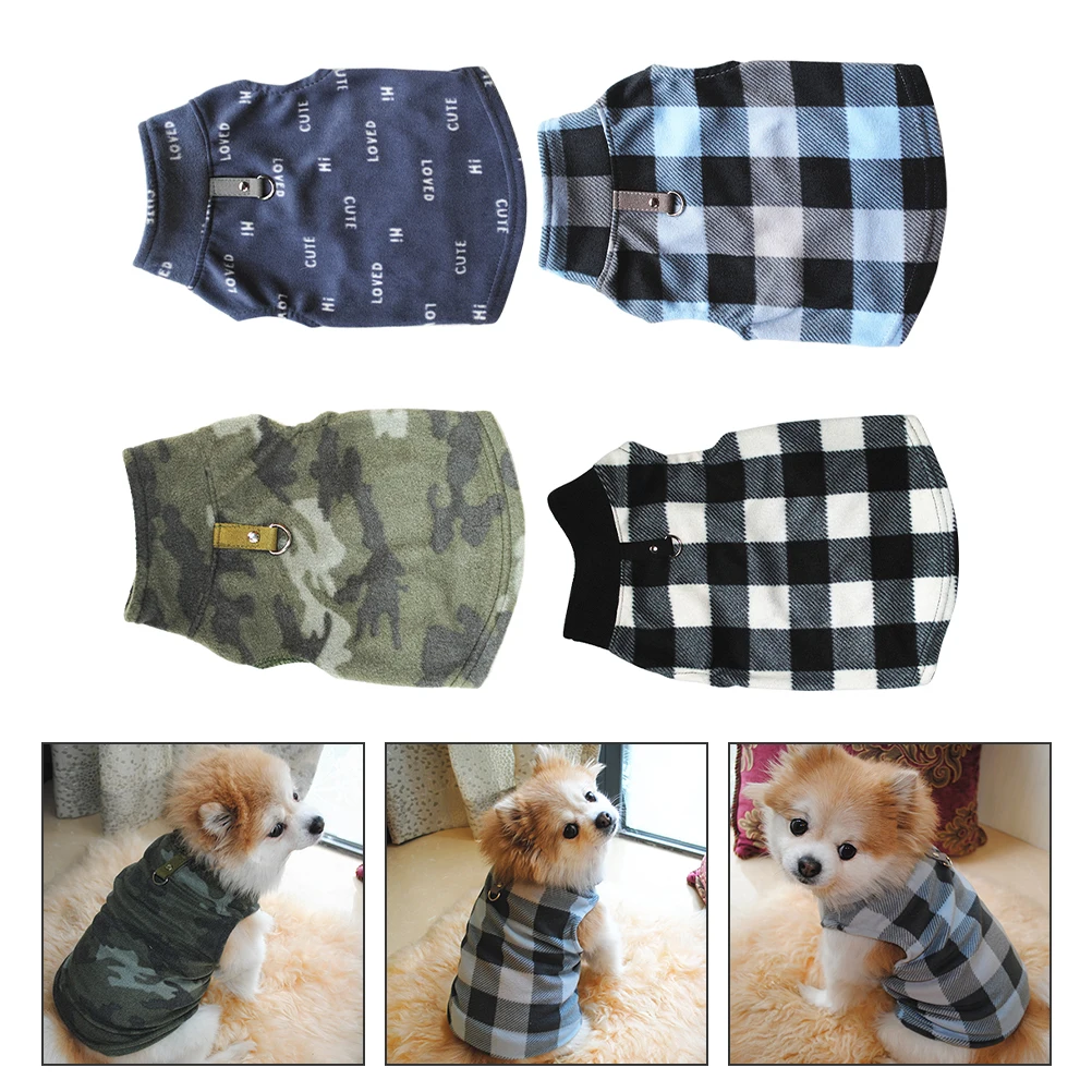 

4 Pcs Clothing Autumn and Winter Pet Clothes Costume Small Dog Fleece Vest Apparel