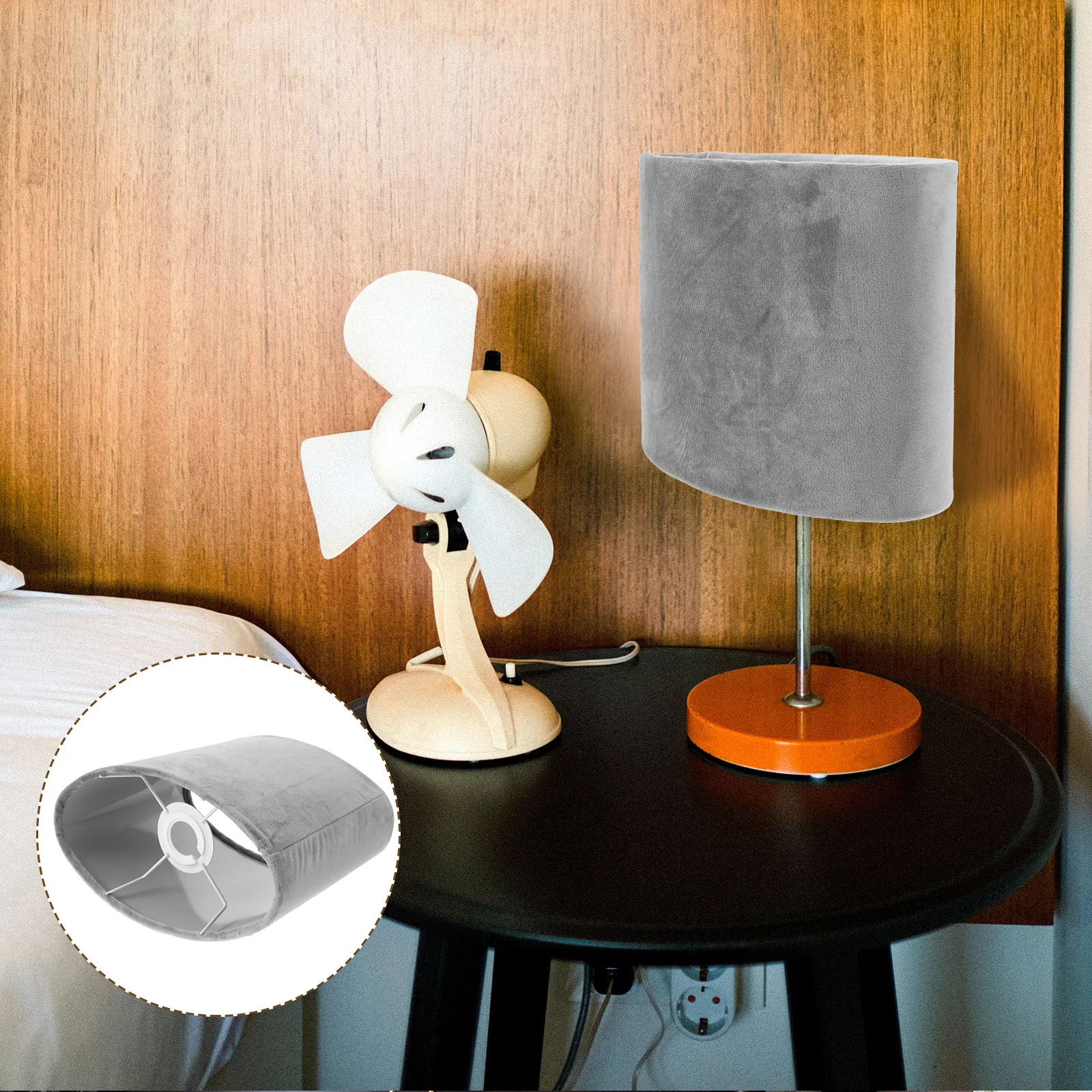 

1pc Oval Lampshade Cloth Craft For Table Bedside Lamp Dust Proof Decorative Lighting Living Room Bedroom Accessory