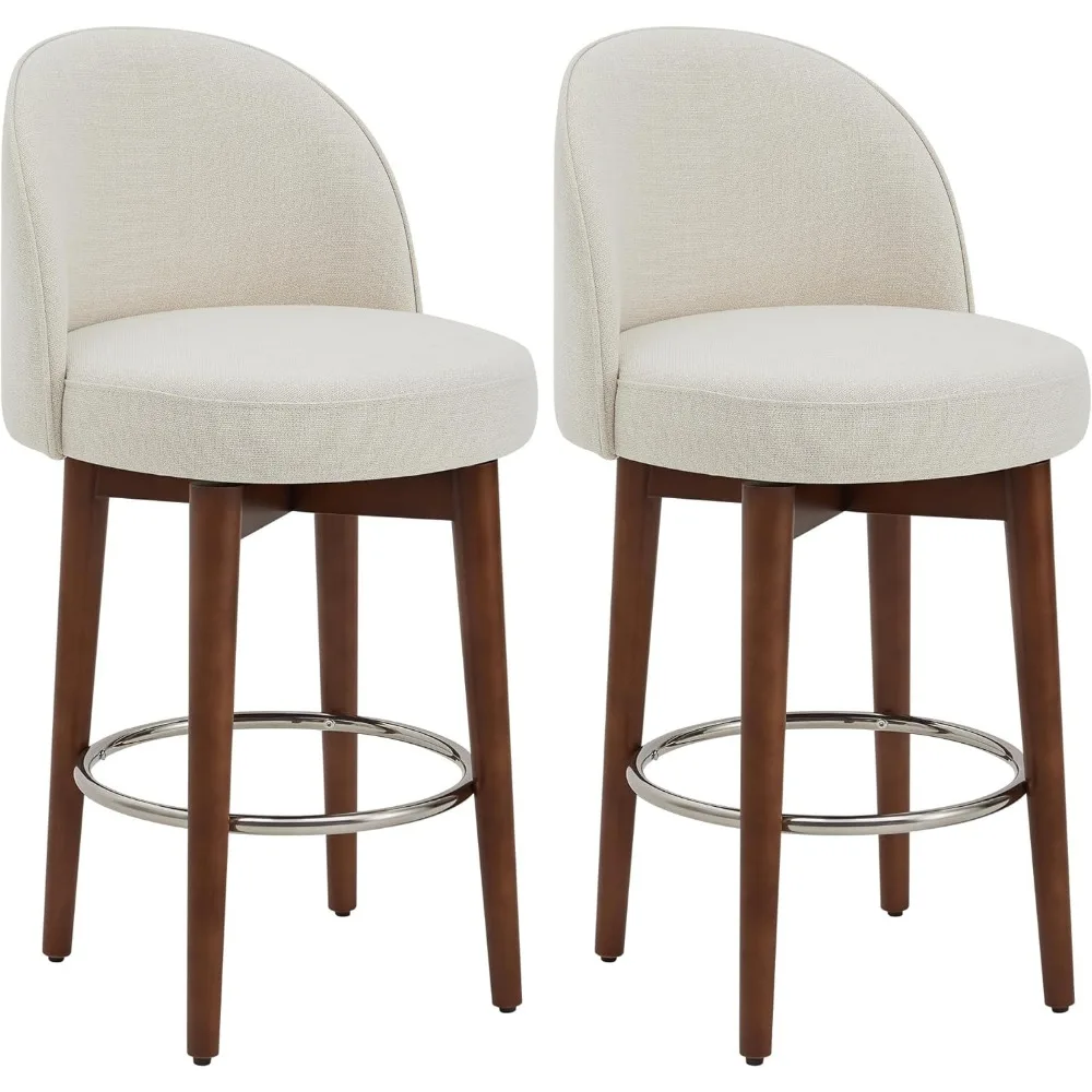 

Counter Height Bar Stools Set of 2,Swivel Barstools for Kitchen Island,26.4" H Seat Height,Fabric,Linen