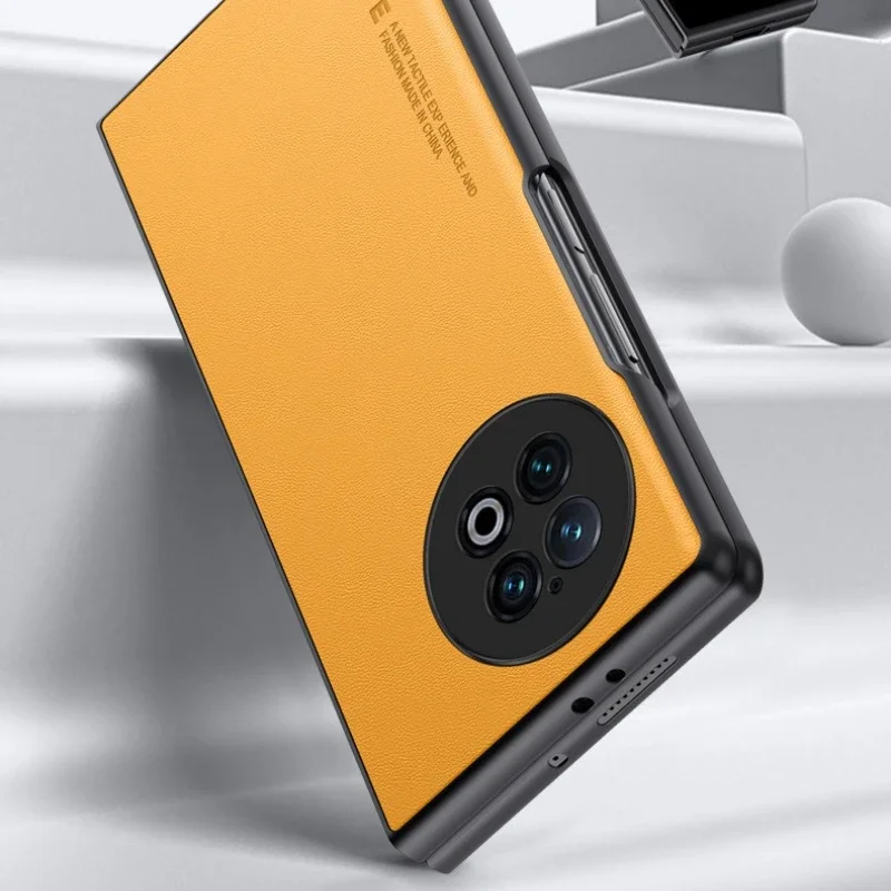 حافظة لهاتف Vivo X Fold5 قابلة للطي لهاتف X Fold 5 FOLD5 XFold5 غطاء حماية من الجلد العادي غطاء خلفي