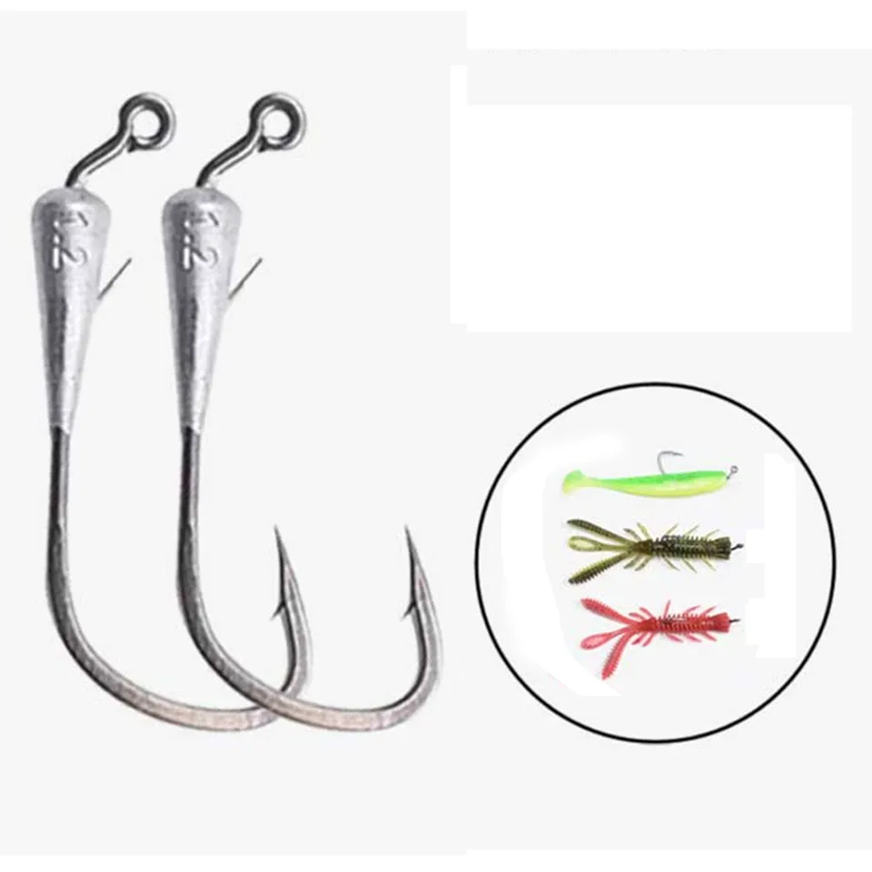 5pcs Crank Jig Head Hook High Carbon Steel Lead Jig Head Sharp Barbed Fishing Hook For Soft Worm Bait Bass Trout 0.6g-1.8g