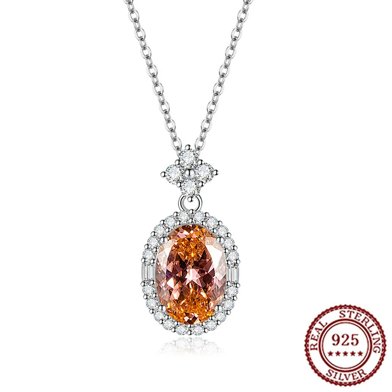 

925 Sterling Silver New Papalacha Women's High Carbon Diamond Necklace Dried Rose Ice Flower Cut Color Treasure Pendant