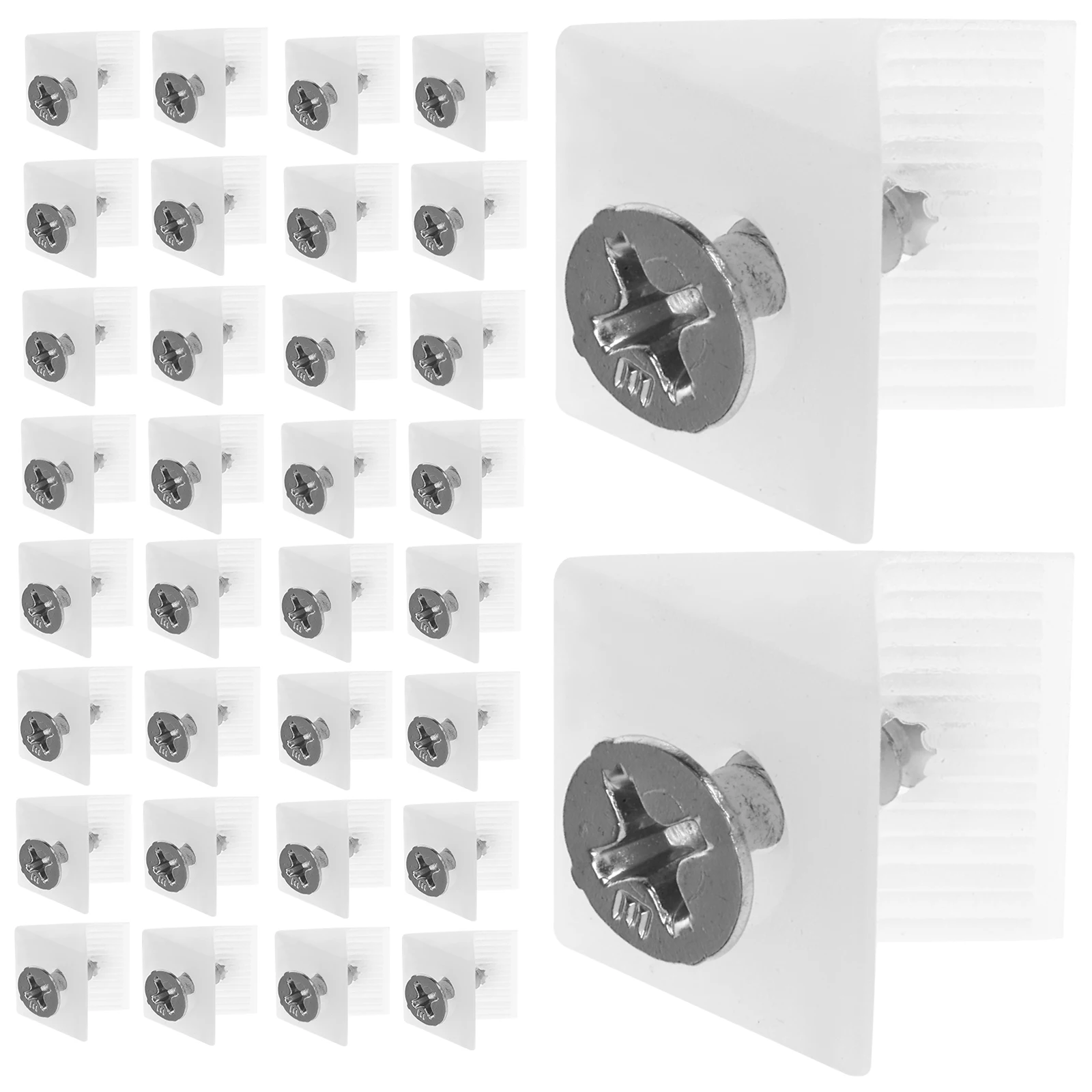 

50pcs Cabinet Shelf Supports Drawer Wedges 4X16mm Screws White Clips Furniture Repair Sagging Bottom Brackets Plastic
