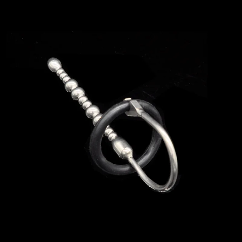 Male Stainless Steel Hollow Urethral Dilator Sounding Penis Plug with Glans Ring Chastity Stretcher Sound Adult Sex Toys for Men