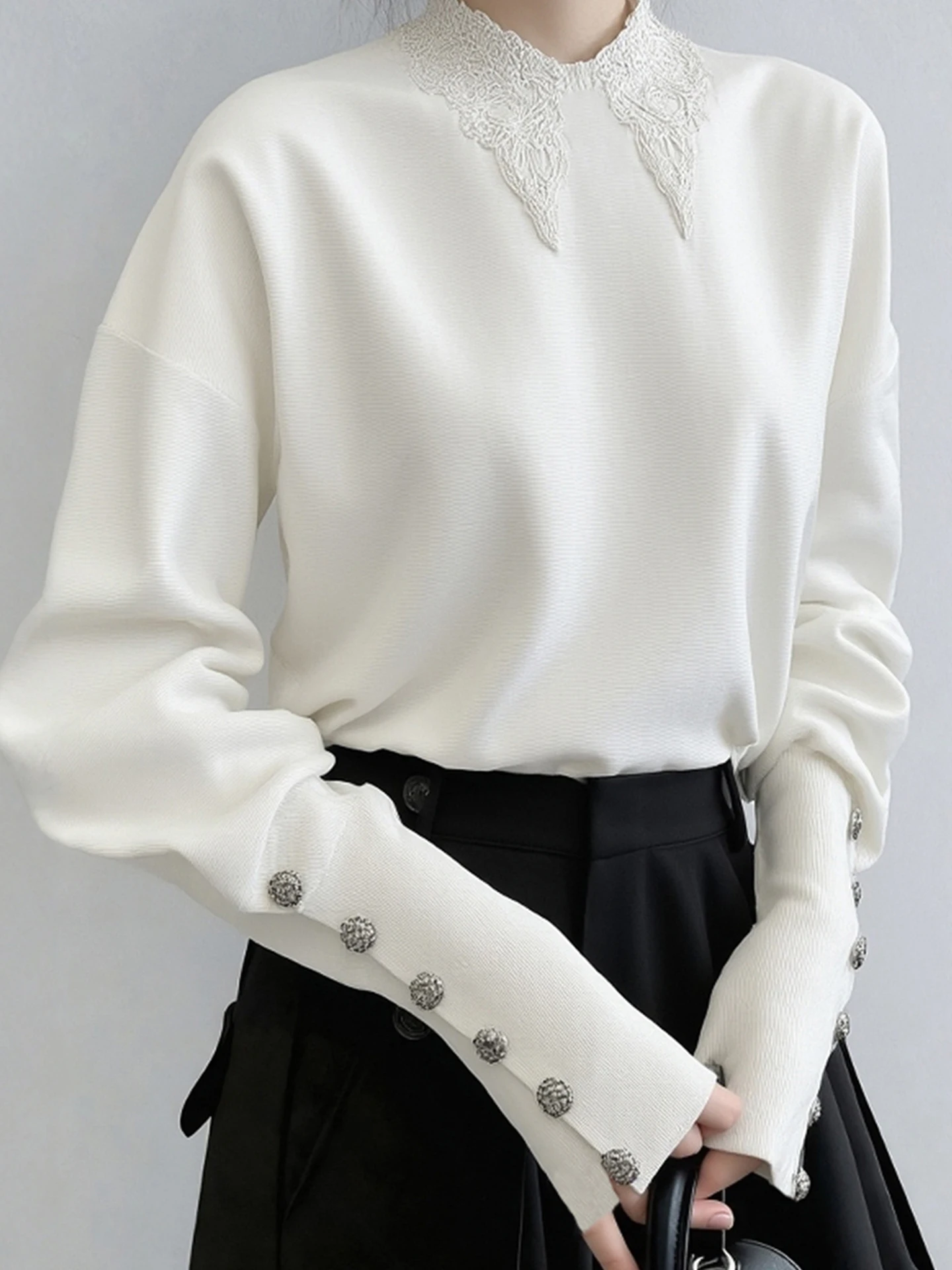 

Ele Lady Sle Long Sve f Уникальный красивый высококачественный вязаный топ с высоким воротником для зимних поездок на работу