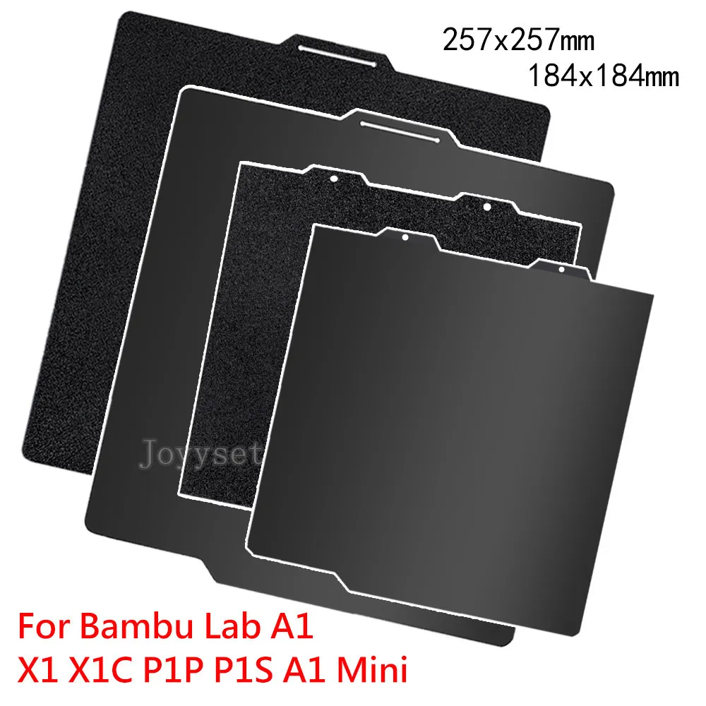 

Черный лист PEI для Bambu Lab X1C/P1S/A1/A1 Mini, строительная пластина 184X184/257X257, двухсторонний Гладкий текстурный пружинный стальной лист PEI