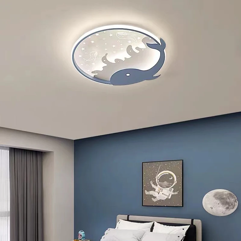 Imagem -05 - Golfinho Conduziu a Luz de Teto para o Quarto das Crianças Luz do Quarto do Bebê Menino Lâmpada do Teto Lustre Chambre Enfant Baleia Luz Lustre Teto