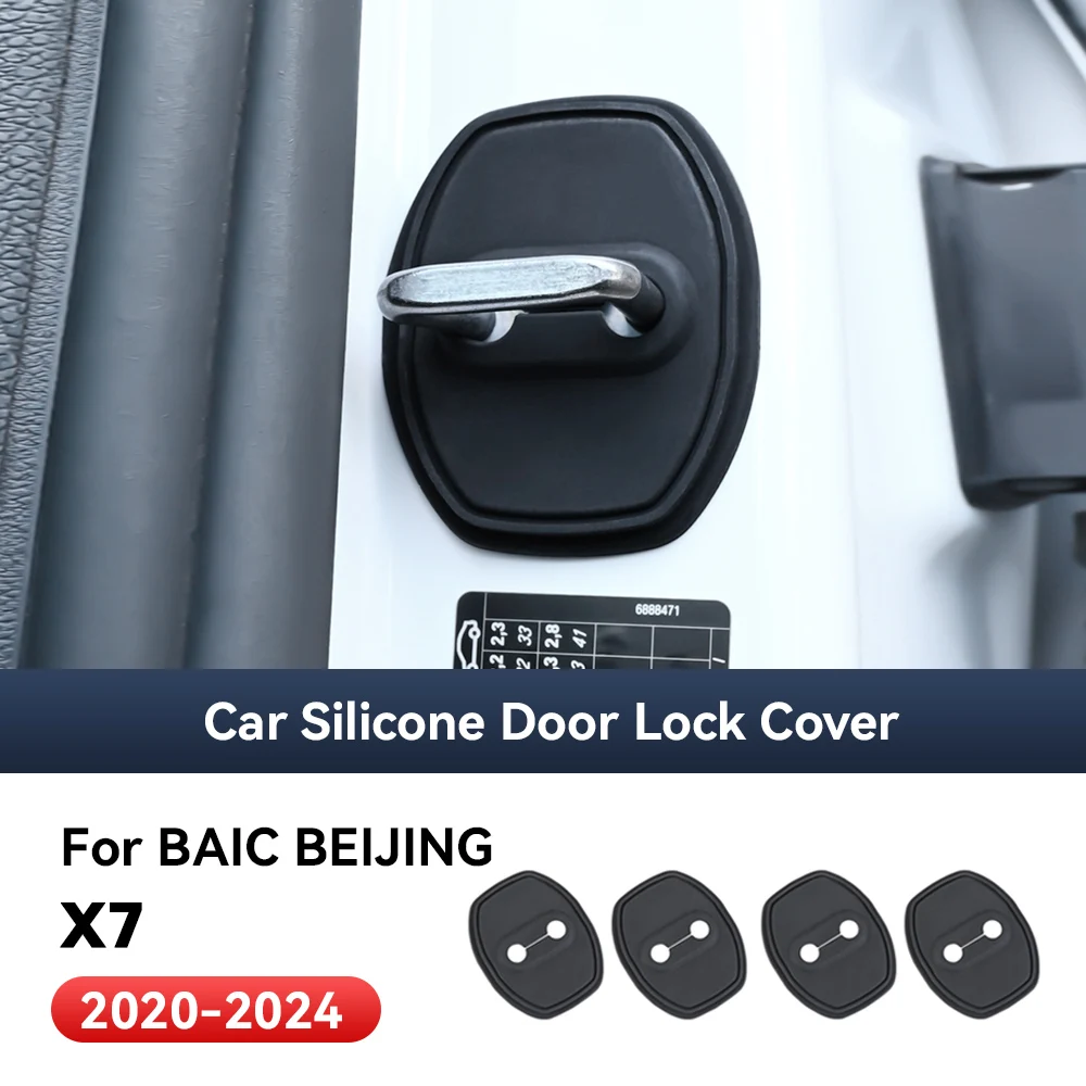 

4pcs Car Decorat Accessories Silicone Protecte Auto Door Lock Latch Shock Absorber Cover For BAIC BEIJING X7 2020-2024