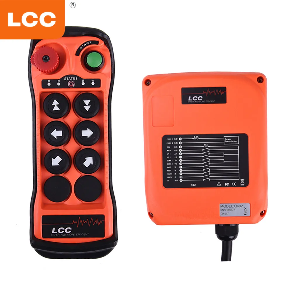 

LCC Q602 Industrial Remote Radio Control Crane Lift Hoist Controller 2 Double Speed Buttons and 4 Single Speed Buttons Switch