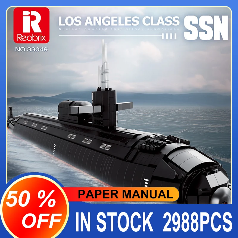 

Reobrix 33049 Military Los Angeles-class SSN Building Blocks Assembling MOC Nuclear Submarine Bricks Children's Toys Gift