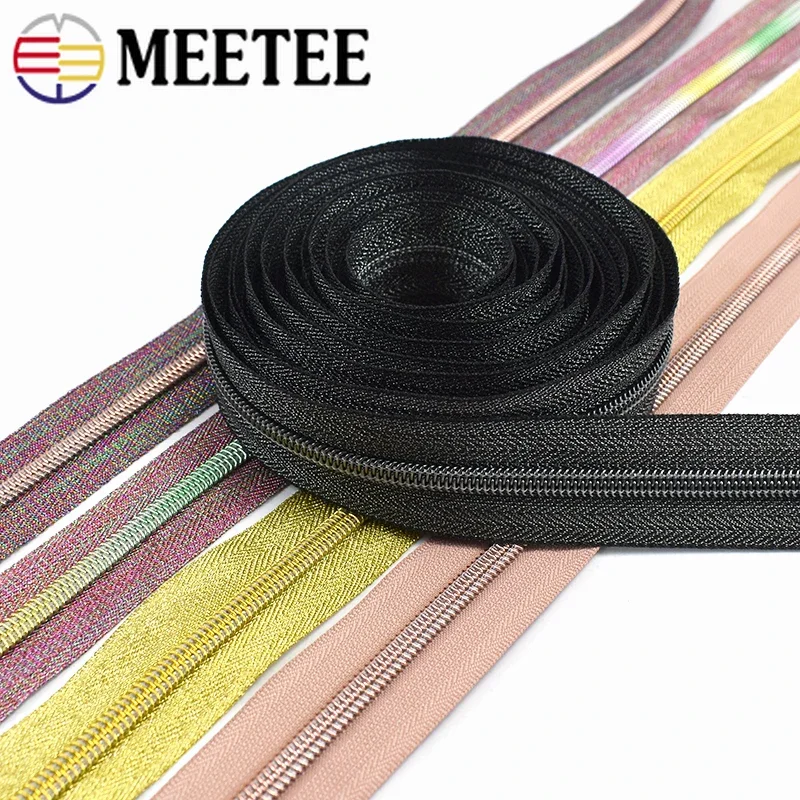 3M 5# Nylon Zipper Tapes +Zippers Sliders for Sewing Plastic Zips By The Meter Zip Heads Pulls Repair DIY Garment Accessories