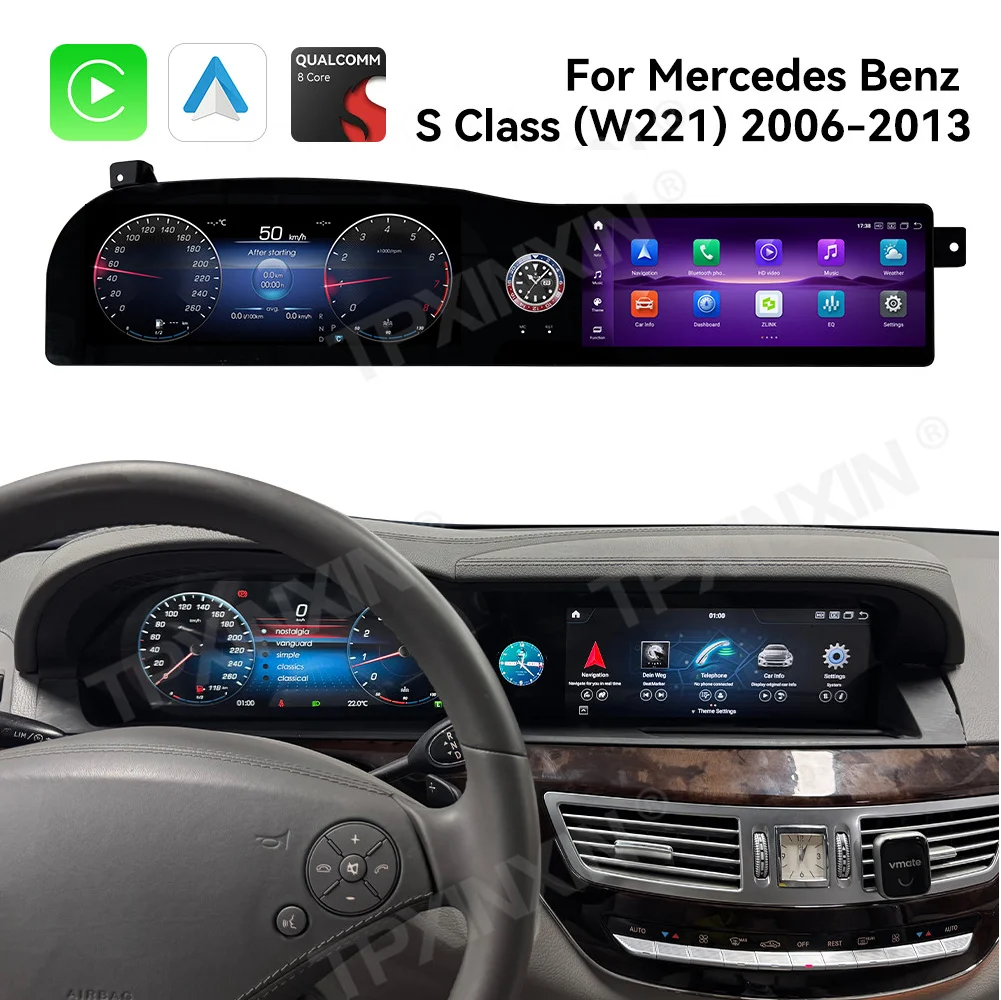 For Mercedes Benz S Class W221 2006-2013 Android Car Radio + Watch + Digital Cluster 24.6