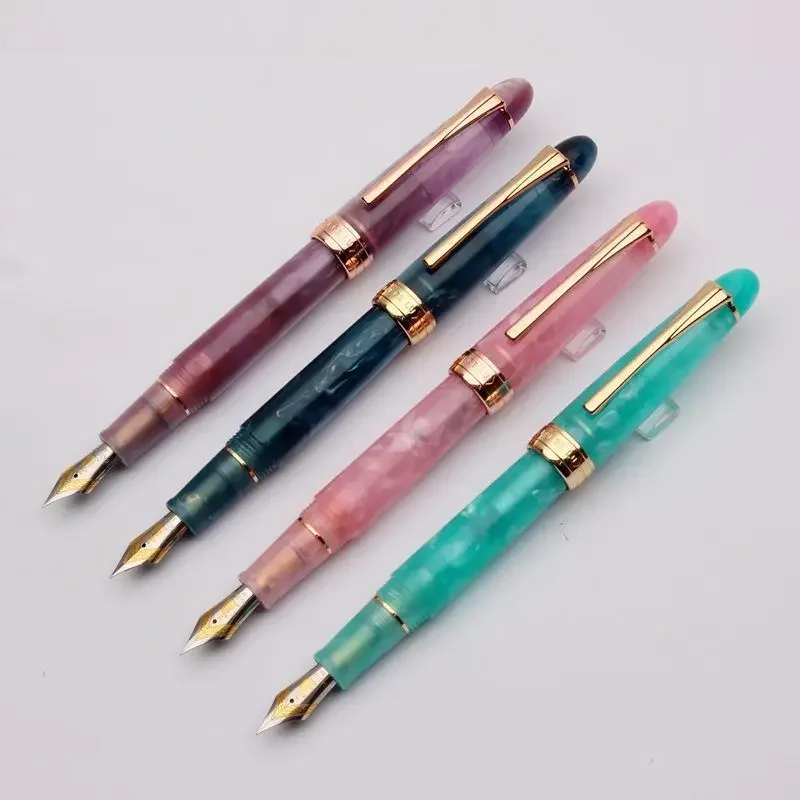 New New Kaigelu Fountain Pen 356 Acrylic Poland Nib Tri-Color Marble Amber Blue Brown White Student Office Business Writing Gift