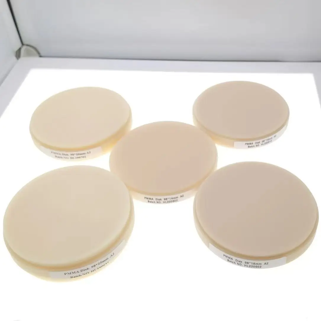 1 unidad de disco de fresado Dental CAD CAM monocapa de bloque PMMA Dental de 98mm A1A2A3 rosa claro