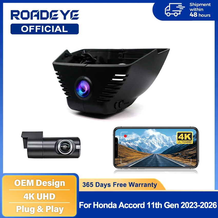 Dash Cam For Honda Accord 11th Gen 2023 2024 2025 2026 4K 2160P OEM Style Car DVR Video Recorder WIFI APP,Dashcam For Accord