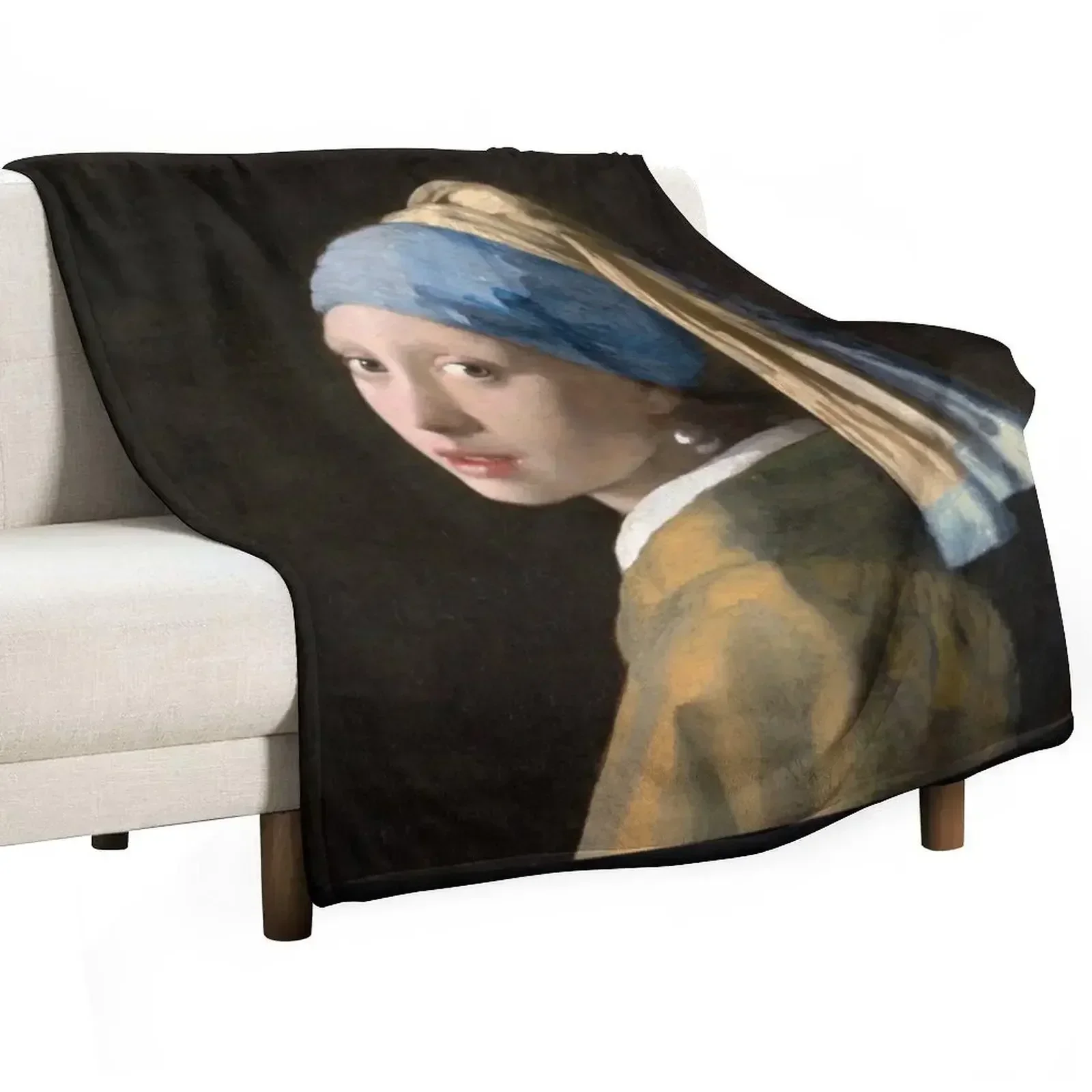 Girl with a Pearl Earring Throw Blanket Decorative Sofas Designers Blankets