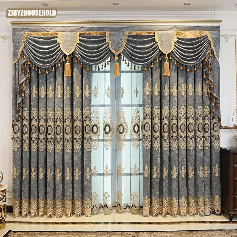 

Luxury European Style New Chenille Atmospheric Blackout Curtains Curtains for Living Dining Room Bedroom