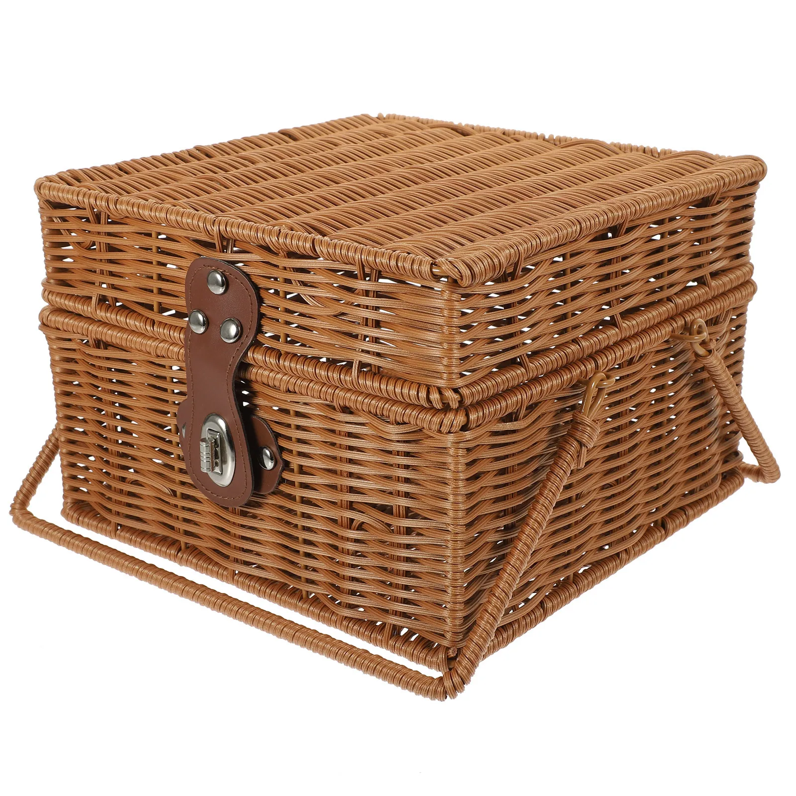 

Portable Woven Picnic Basket Sturdy Handle Design Storage Basket for Fruits Vegetables Bread Egg Outdoor Camping Travel