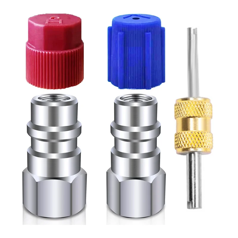 ABAH-R12 auf R134a-Umrüstsatz, AC-Nachrüst-Fitting-Adapter-Kit, 1/4 Zoll Innengewinde, für automatisches A/C-Kältemittelsystem