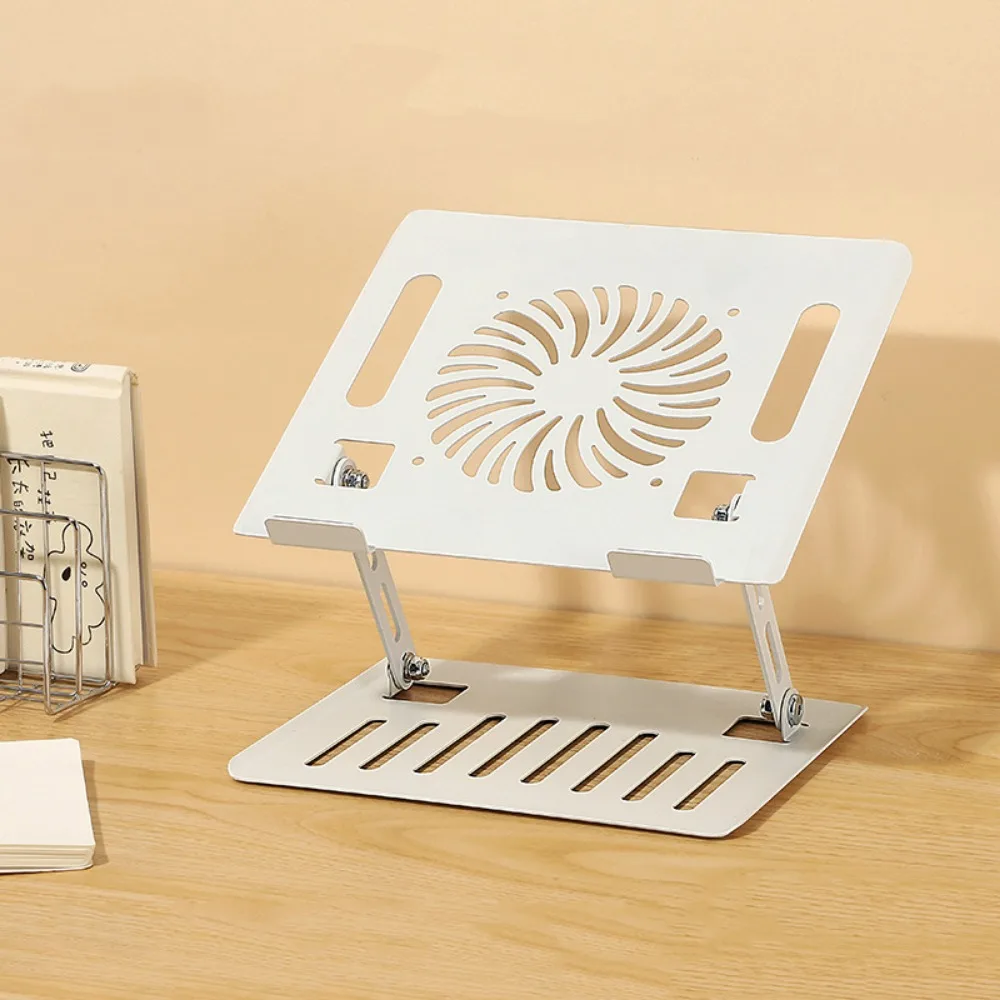

360 Rotating Base Notebook Computer Stand Adjustable Foldable Tablet Cooling Fan Holder Hollow-Out Carbon Steel Laptop Bracket