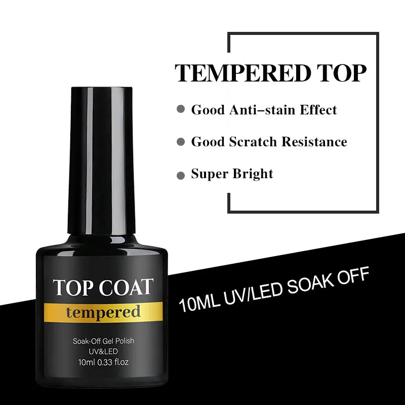 NAILCO 10ml Top Coat temperato per Gel Polish Base vernice semipermanente Top Coat y Base Coat Gellac UV LED smalto permanente Lak